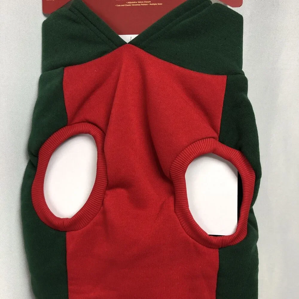 Santas Cookie Tester Holiday Pet Sweatshirt Large Green & Red Hoodie New w/ Tags